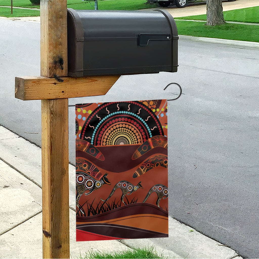 Bomerang and Kangaroo Aboriginal Art Garden Flag