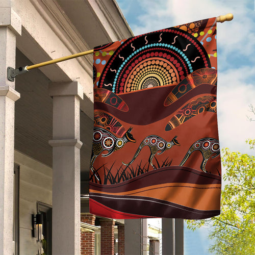 Bomerang and Kangaroo Aboriginal Art Garden Flag