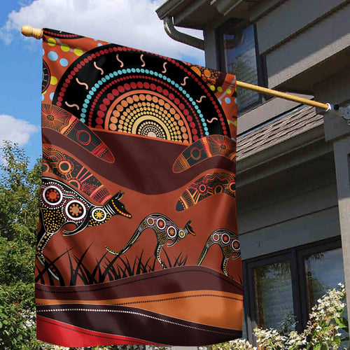 Bomerang and Kangaroo Aboriginal Art Garden Flag