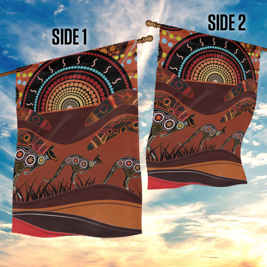 Bomerang and Kangaroo Aboriginal Art Garden Flag