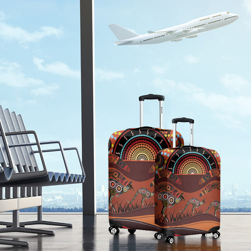 Bomerang and Kangaroo Aboriginal Art Luggage Cover