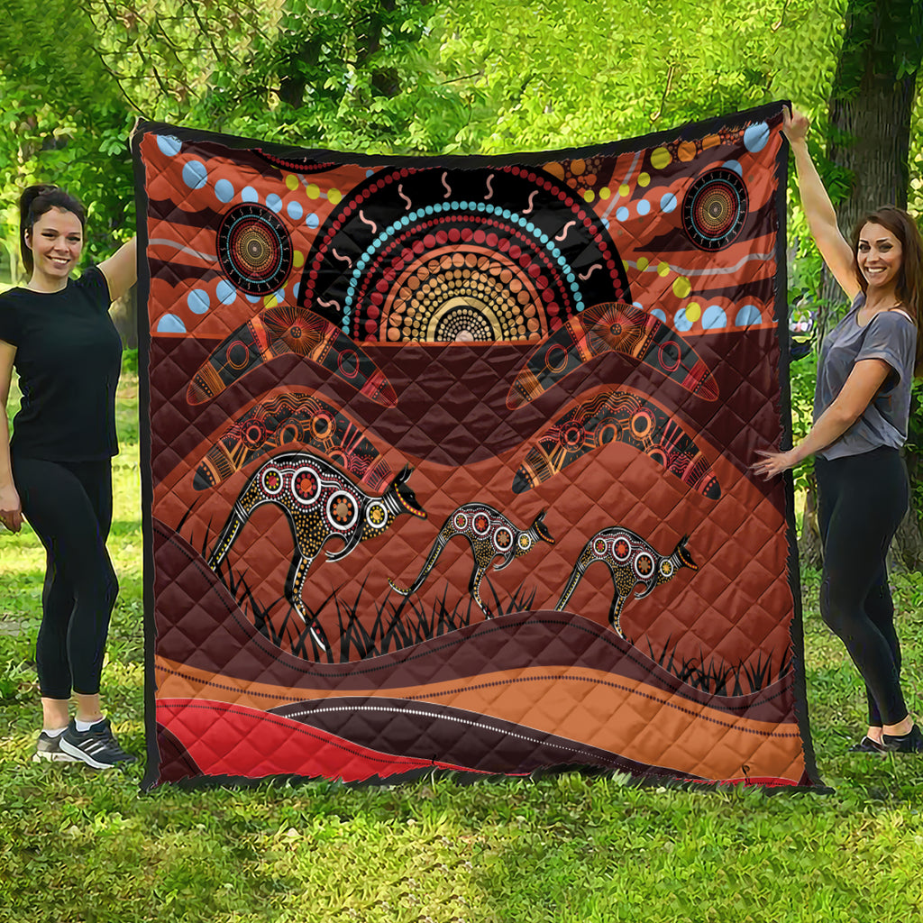Bomerang and Kangaroo Aboriginal Art Quilt
