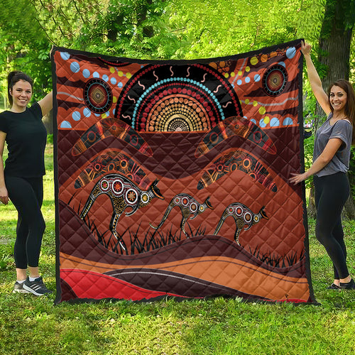 Bomerang and Kangaroo Aboriginal Art Quilt