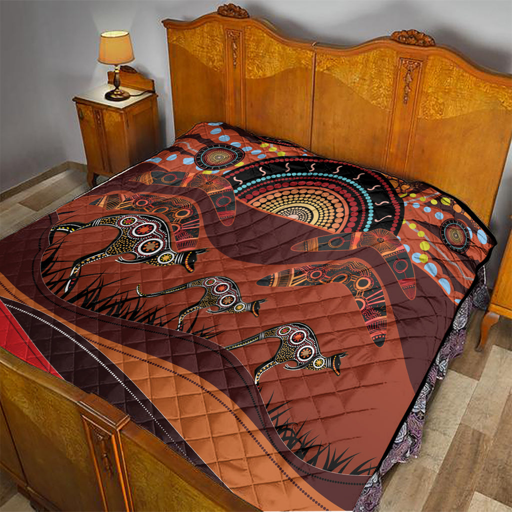 Bomerang and Kangaroo Aboriginal Art Quilt