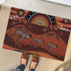 Bomerang and Kangaroo Aboriginal Art Rubber Doormat