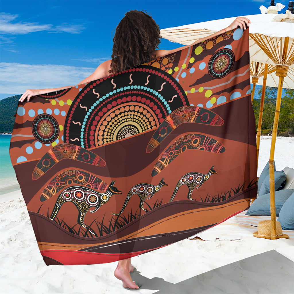 Bomerang and Kangaroo Aboriginal Art Sarong