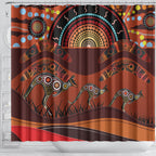 Bomerang and Kangaroo Aboriginal Art Shower Curtain