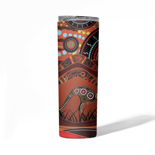 Bomerang and Kangaroo Aboriginal Art Skinny Tumbler