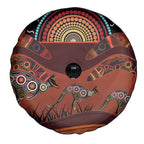 Bomerang and Kangaroo Aboriginal Art Spare Tire Cover