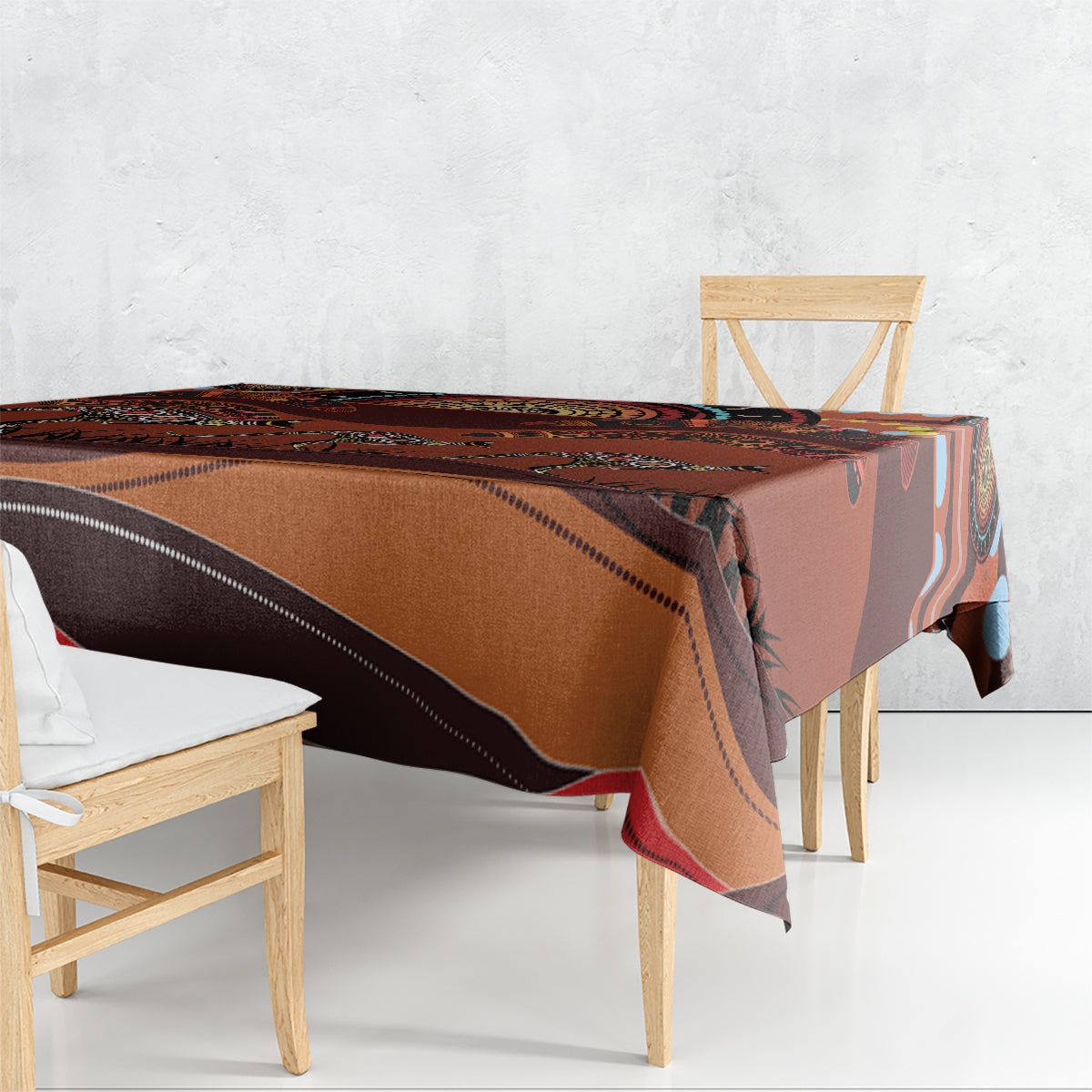 Bomerang and Kangaroo Aboriginal Art Tablecloth