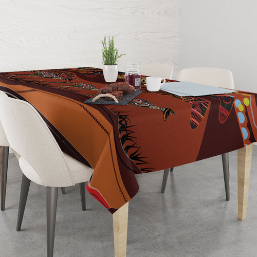 Bomerang and Kangaroo Aboriginal Art Tablecloth