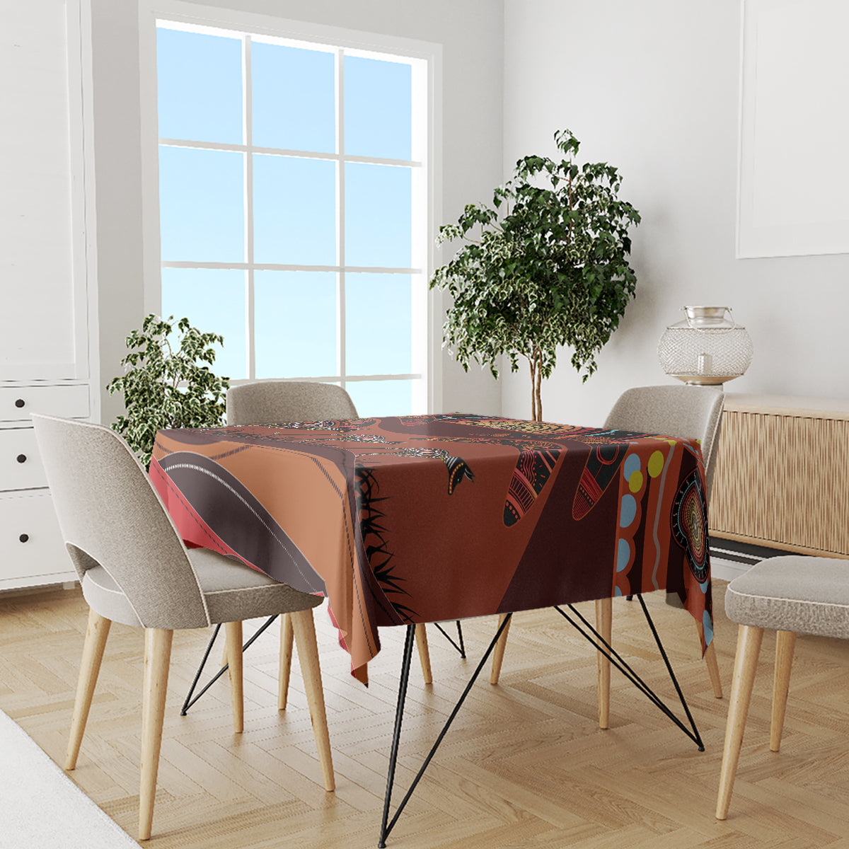 Bomerang and Kangaroo Aboriginal Art Tablecloth