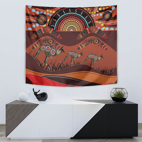 Bomerang and Kangaroo Aboriginal Art Tapestry