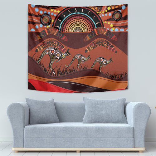 Bomerang and Kangaroo Aboriginal Art Tapestry