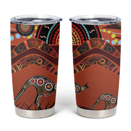 Bomerang and Kangaroo Aboriginal Art Tumbler Cup