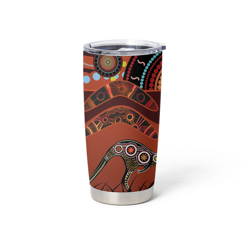 Bomerang and Kangaroo Aboriginal Art Tumbler Cup