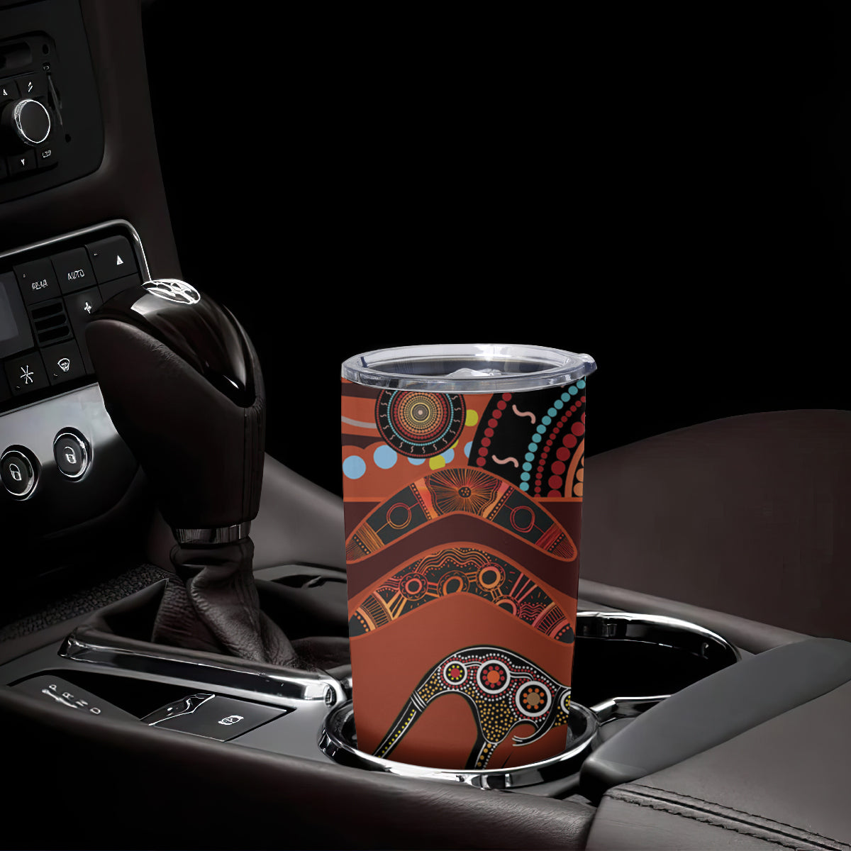 Bomerang and Kangaroo Aboriginal Art Tumbler Cup