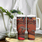 Bomerang and Kangaroo Aboriginal Art Tumbler With Handle