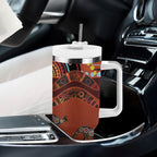 Bomerang and Kangaroo Aboriginal Art Tumbler With Handle