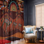 Bomerang and Kangaroo Aboriginal Art Window Curtain