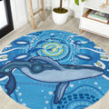Whale In The Ocean Aboriginal Dot Art Round Carpet No1