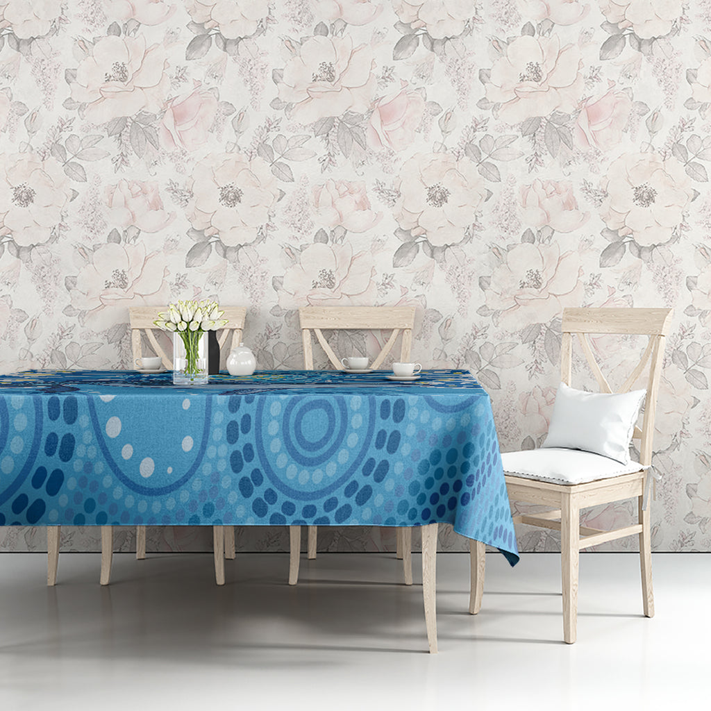 Whale In The Ocean Aboriginal Dot Art Tablecloth No1