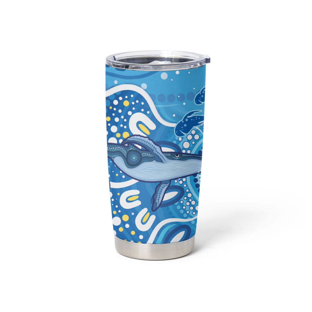 Whale In The Ocean Aboriginal Dot Art Tumbler Cup No1