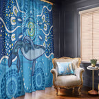 Whale In The Ocean Aboriginal Dot Art Window Curtain No1