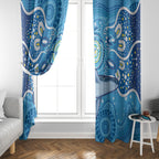 Whale In The Ocean Aboriginal Dot Art Window Curtain No1