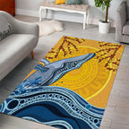 Whale In The Ocean Aboriginal Dot Art Area Rug No2