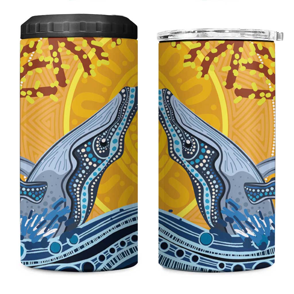 Whale In The Ocean Aboriginal Dot Art 4 in 1 Can Cooler Tumbler No2