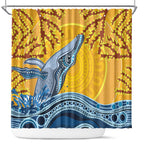 Whale In The Ocean Aboriginal Dot Art Shower Curtain No2