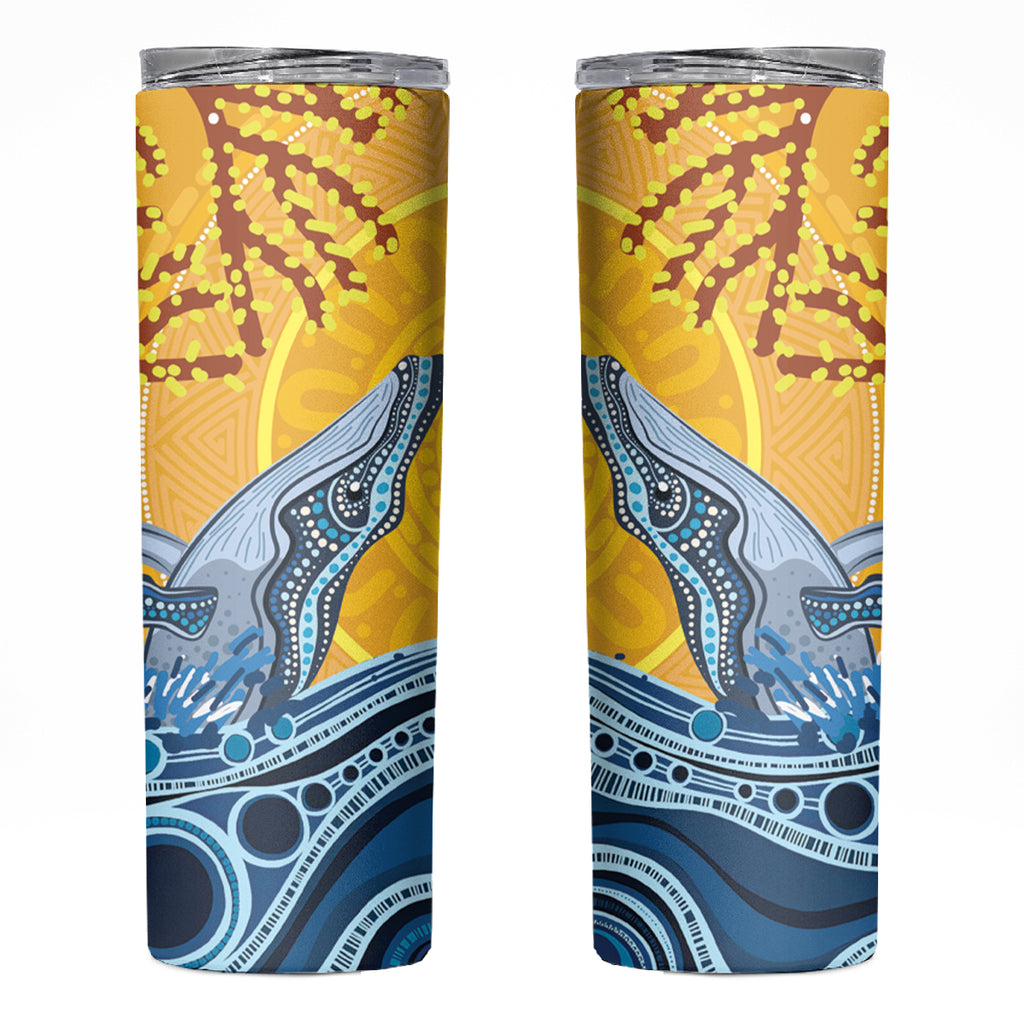 Whale In The Ocean Aboriginal Dot Art Skinny Tumbler No2