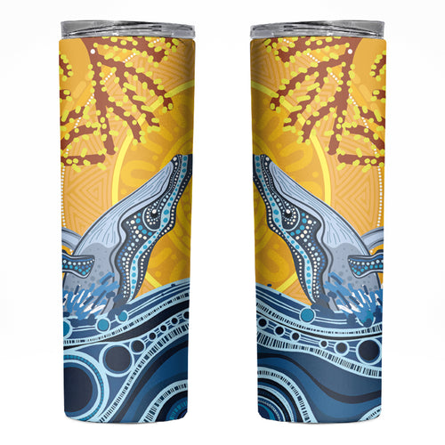 Whale In The Ocean Aboriginal Dot Art Skinny Tumbler No2