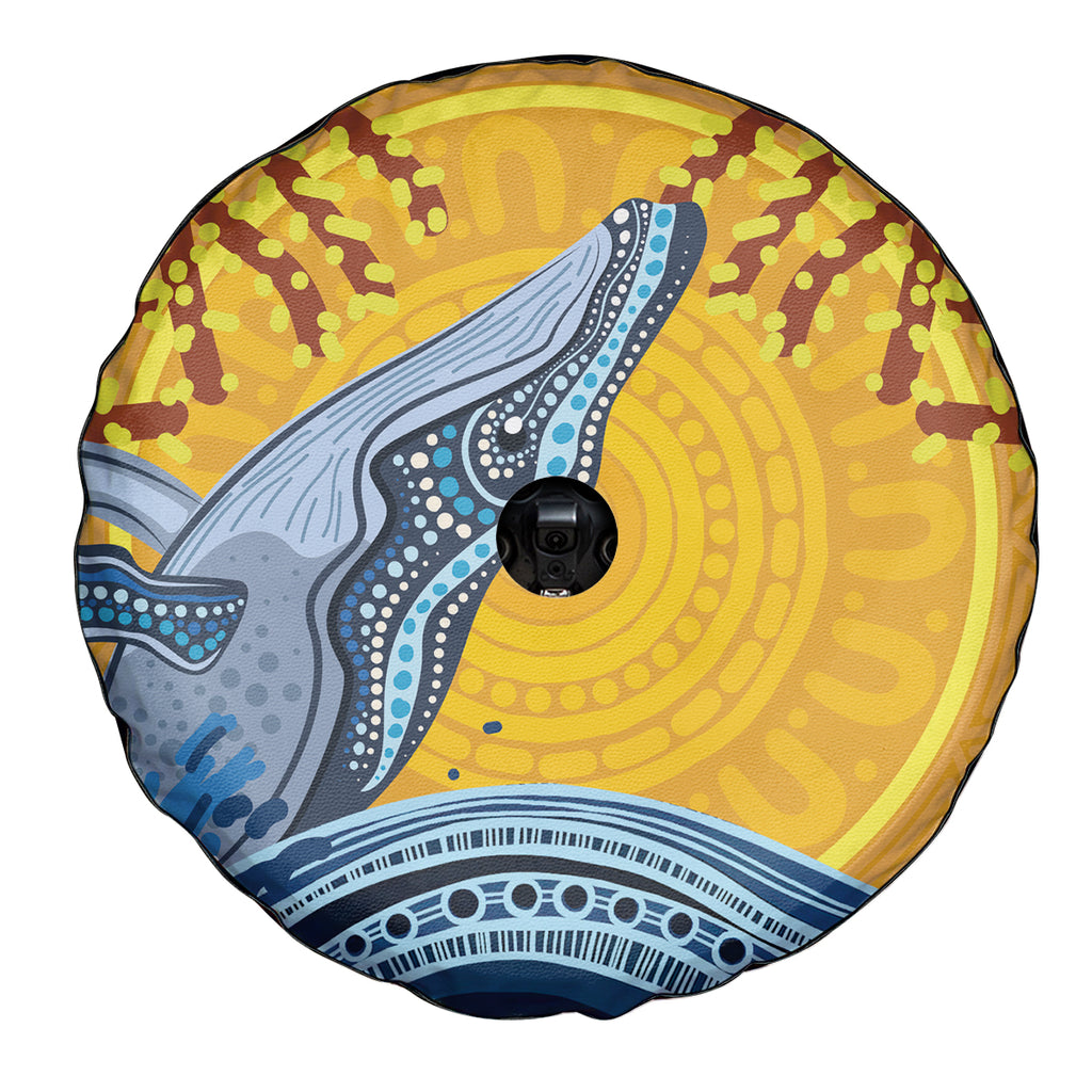 Whale In The Ocean Aboriginal Dot Art Spare Tire Cover No2