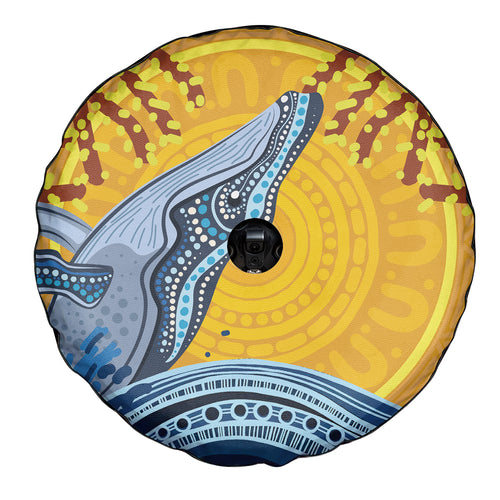 Whale In The Ocean Aboriginal Dot Art Spare Tire Cover No2