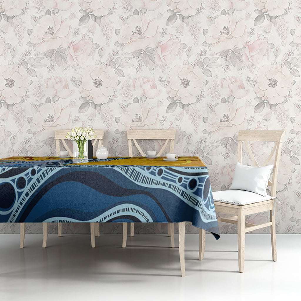Whale In The Ocean Aboriginal Dot Art Tablecloth No2