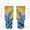 Whale In The Ocean Aboriginal Dot Art Tumbler With Handle No2