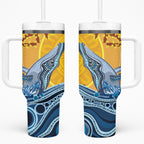 Whale In The Ocean Aboriginal Dot Art Tumbler With Handle No2