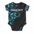 All Black Maori Tribal Tattoo Personalised Baby Onesie Polynesian Style