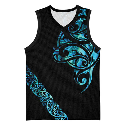 All Black Maori Tribal Tattoo Personalised Basketball Jersey Polynesian Style - Aussie Hoodie
