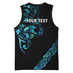 All Black Maori Tribal Tattoo Personalised Basketball Jersey Polynesian Style - Aussie Hoodie