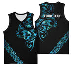 All Black Maori Tribal Tattoo Personalised Basketball Jersey Polynesian Style - Aussie Hoodie