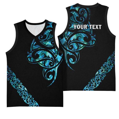 All Black Maori Tribal Tattoo Personalised Basketball Jersey Polynesian Style - Aussie Hoodie