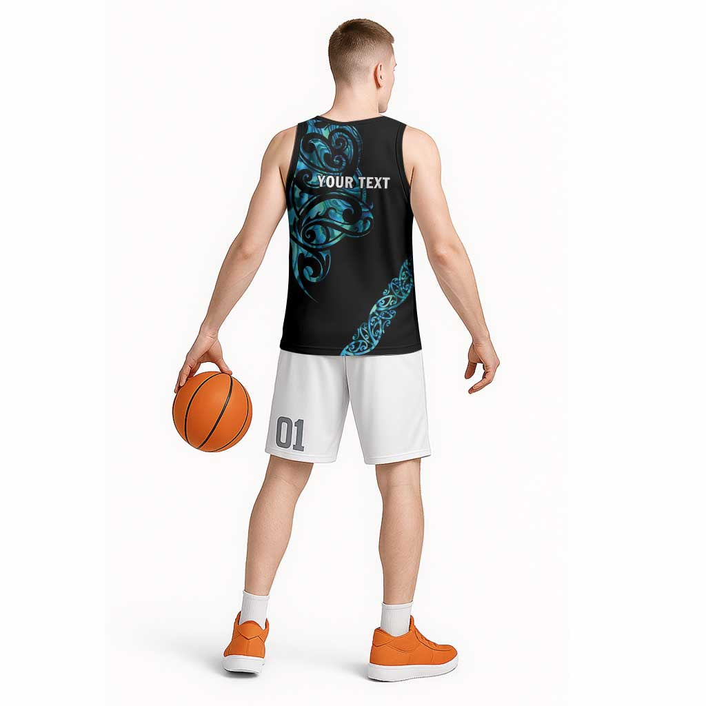 All Black Maori Tribal Tattoo Personalised Basketball Jersey Polynesian Style - Aussie Hoodie
