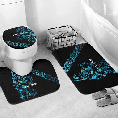 All Black Maori Tribal Tattoo Personalised Bathroom Set Polynesian Style - Aussie Hoodie