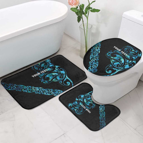 All Black Maori Tribal Tattoo Personalised Bathroom Set Polynesian Style - Aussie Hoodie