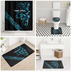 All Black Maori Tribal Tattoo Personalised Bathroom Set Polynesian Style - Aussie Hoodie