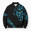 All Black Maori Tribal Tattoo Personalised Bomber Puffer Jacket Polynesian Style - Aussie Hoodie