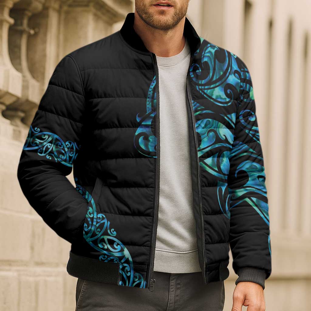 All Black Maori Tribal Tattoo Personalised Bomber Puffer Jacket Polynesian Style - Aussie Hoodie